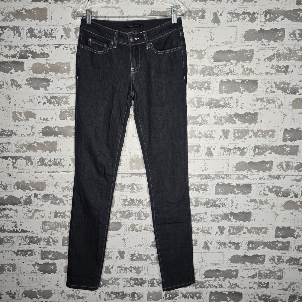 Prana Kayla Jeans Women 0 Charcoal Gray Wash Slim Fit Straight Leg Stretch Denim